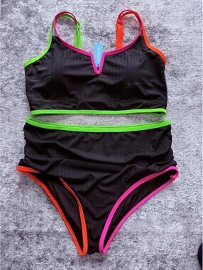 Yonique Plus Size High Waisted Two piece 16W NWT